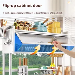 Estante de Almacenamiento de Gran Capacidad de Acero al Carbono para Accesorios de Cocina, Escurridor de Platos y Tazones para Fregadero con Tapa Abatible para Vajilla - Product Image 3
