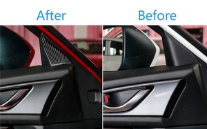 フロントインサイドドア13-18 Mazda3Axela装飾トリム用トライアングルカーボンファイバーステッカーインテリアアクセサリー - Product Image 4