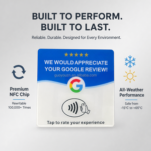 Carte de commentaires Google NFC autocollante en acrylique noir 12x12cm, <span class=keywords><strong>plaque</strong></span> intelligente à puce 2mm 80x50mm avec ruban Changrong 511 pour table - Product Image 2