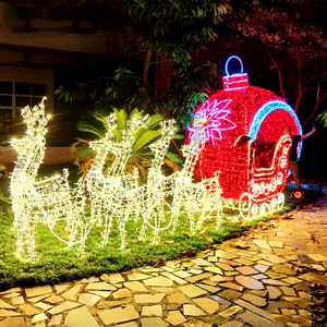 Reindeer Carriage LED Decoration for Christmas Parks, Gardens and Large Outdoor Holiday <b>Lighting</b> Projects - Product Image 1