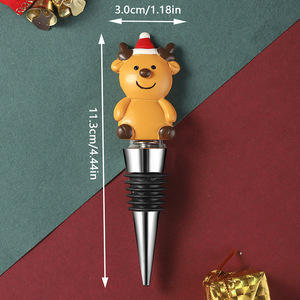 Resin Christmas Reindeer Wine <b>Stopper</b> Doll Glossy Finish Indoor Use <b>Bottle</b> <b>Stopper</b> - Product Image 3