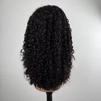 Perruque bouclée vierge birmane 100% cheveux humains noir naturel, frontal transparent petit 5x5 pour closure, double drawn, vente en gros