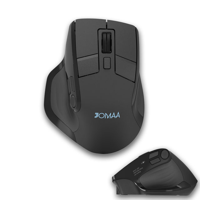 JOMAA Ergonomic Wireless Mouse USB&BT Rechargeable Silent Mice with OLD Screen Display Programmable Buttons for Mac PC Desktop
