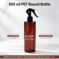 Flacon pulvérisateur en plastique PET ambré de 500 ml avec pulvérisateur à pompe, flacon cosmétique vide pour shampoing, gel douche, lotion, personnalisable