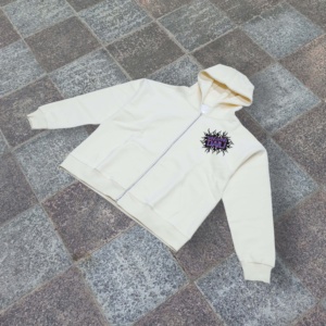 Sudadera con Capucha Vintage para Hombre, 100% Algodón, con Cierre, Transpirable, de Tela de Rizo, Estampada, Corte Holgado, para Otoño - Product Image 1