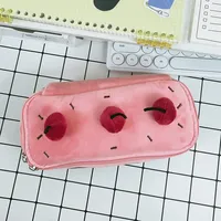 Sac à crayons en peluche mignon cerise gâteau porte-crayon grande capacité Kawaii pochette à crayons pour filles enfants retour à l'école accessoires cadeau