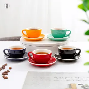 Tùy chỉnh các loại màu sắc làm bằng tay Cappuccino đơn giản gốm tách trà và chiếc đĩa sứ cà phê Mug Bộ quà tặng