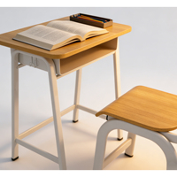 Ensemble de bureau et chaise d'école à structure métallique pour enfants et étudiants avec plateau en bois, bureaux de classe au design moderne et épuré