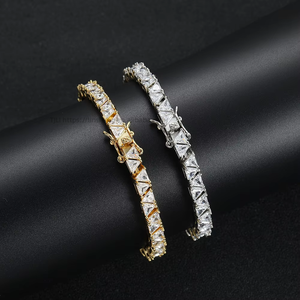 Front and Back Triangle Mix-and-match Tennis <b>Bracelet</b> <b>Copper</b> Inlaid Zirconium Hip-hop Tanjing Fashion Lijing Necklace - Product Image 2