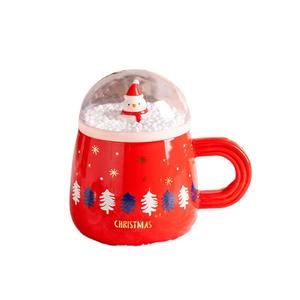 Tasse en céramique créative avec couvercle, motif bonhomme de neige de Noël, super mignonne, à prix abordable - Product Image 1