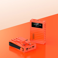 Batterie externe Li-Polymère 10000 mAh avec affichage numérique et câbles intégrés, charge rapide, design conteneur portable