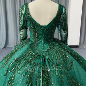 Lsany301 Enchanting Emerald Green Pine Branch Bead Embroidery Glitter <b>Ball</b> <b>Gown</b> Quinceanera Jancember - Product Image 3