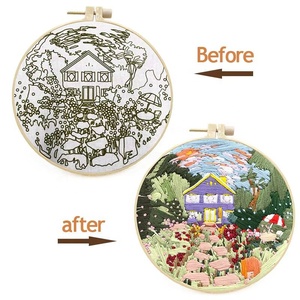 Kit de broderie pour adultes débutants avec motifs de paysages de jardin, cerceaux et instructions, artisanat manuel, point de croix - Product Image 3