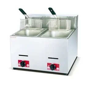 Commercial Table Top Double Basket 6L+6L Gas Deep Frying Machine French Fries Maker Deep Fryer Used KFC Fast Food