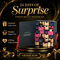Boîte de calendrier de l'avent de Noël personnalisée noire de 12 jours, emballage cadeau en papier rigide de luxe avec laminage brillant