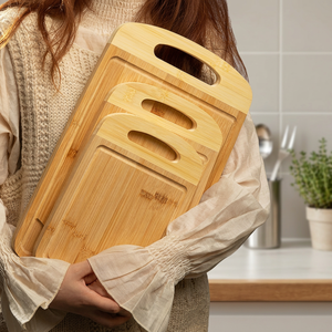 Ensemble de planches à découper en bambou rectangulaires avec poignée, pack combiné pour la cuisine - Product Image 3