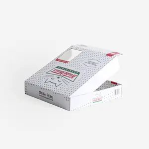 크래프트 지 맞춤형 피자 상자 30 cm 포장 상자 음식 로고가있는 창 포장 상자가있는 친환경 피자 상자