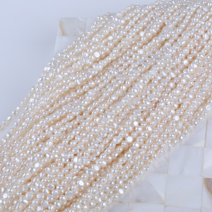 Factory Wholesale 4-5mm <b>White</b> Natural Freshwater Loose Pearls Double-<b>Sided</b> Light String Horizontal Hole for DIY Handmade - Product Image 2