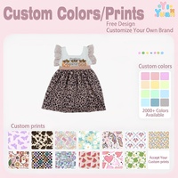 Robe d'automne OEM pour enfants, robe à imprimé léopard pour filles, robe à rayures avec applique citrouille et manches volantées, robe de Thanksgiving personnalisée pour enfants