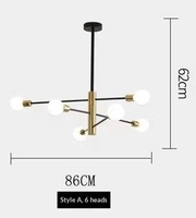 Lustre Sputnik Moderne Noir et Or 4 6 8 10 Lumières E27/E26 avec Globes Opale pour Salle à Manger, Îlot de Cuisine, Hôtel
