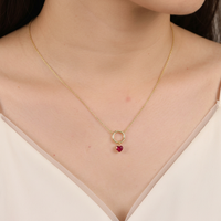 Colliers pendentifs Cœur Raffiné Kirin, plaqués or, zircon, argent 925, avec breloque rubis interchangeable, OEM ODM