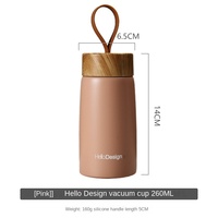 Termo portátil de pequeña capacidad de doble pared frascos de vacío botella de agua de acero inoxidable con tapa de madera