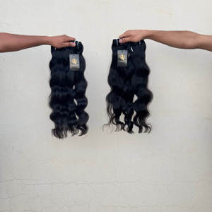 Paquetes de cabello ondulado de templo indio natural a granel, vendedores de cabello sin procesar de templo crudo, proveedores de cabello virgen crudo en India - Product Image 1