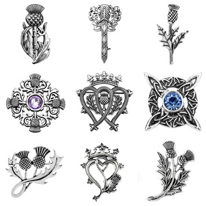 Broches <span class=keywords><strong>viking</strong></span> rétro à la mode créative Broche de chardon de fleur national écossais Broche de couronne de corsage d'amour Serviette de soie Boucle Pin - Product Image 1