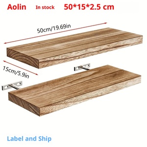 Best Selling <strong>50cm</strong> Wooden <strong>Shelf</strong> Wall-mounted Non-Folding Floating <strong>Shelves</strong> Double Tier Bathroom Double Layer Towel Storage Rack - Product Image 1
