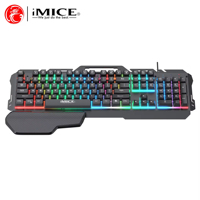 IMICE GK-700 nouveau clavier de jeu avec repose-mains, 104 touches, capuchons de touches multicolores et rétroéclairé arc-en-ciel