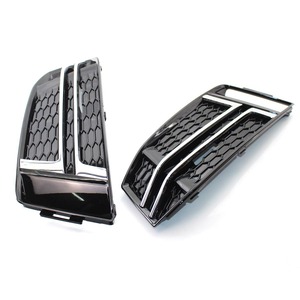 Audi A4 B9 Fog Light Bezel 8W0807681F Lower Grille 8W0807682F Glossy Black <b>ABS</b> Trim Cover 2016-2018 Sport Edition - Product Image 4