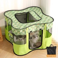 Tente de reproduction fermée à motif floral pour chats, en tissu Oxford 600D, avec lit pour animaux de compagnie – Fournitures de maternité pour chats en liquidation