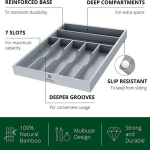 Organizador de cajones para cubiertos, rectangular, 41x31x5 cm, para almacenamiento de vajilla de cocina, bandeja multifuncional de tipo vertical - Product Image 3
