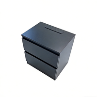 Table de chevet moderne noire à 2 tiroirs avec port de charge USB pour chambre à coucher, salon, meubles de chambre, table de chevet en bois avec tiroir