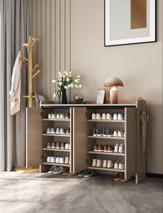 Rak Sepatu Ruang Tamu Modern Kayu Solid Eco Tanpa Cat 140cm, Dapat Diubah Menjadi Lemari Empat Pintu, Furnitur Rumah Apartemen, Langsung dari Pabrik - Product Image 2