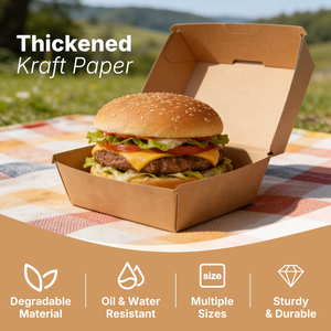 Disposable Hinged Lid Paper Burger <b>Boxes</b> Clamshell Take Out Food <b>Containers</b> <b>Boxes</b> for Desserts Serve Sliders Sandwich - Product Image 5
