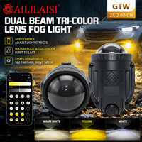 Kit de 2 feux antibrouillard Bi LED 2.0 pouces pour voiture, double faisceau, tricolore, contrôle par application, luminosité 500 % supérieure, étanche pour camion, SUV, voiture