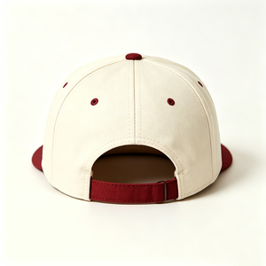 Two Tone Cream Burgundy 5-Panel Baseball <b>Cap</b> ACE <b>Mountain</b> Embroidery Canvas Structured Baseball Hat Adjustable Unisex Casual <b>Cap</b> - Product Image 4