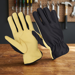 Gants d'assemblage en cuir JNA GROUP 11 oz sans silicone jaune noir entièrement lisses antidérapants résistants à l'abrasion usage général - Product Image 3