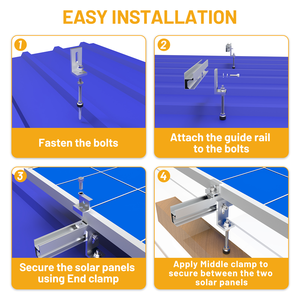 Support de fixation en L pour panneau solaire photovoltaïque, système de montage en alliage <span class=keywords><strong>d</strong></span>'aluminium pour toit métallique - Product Image 2