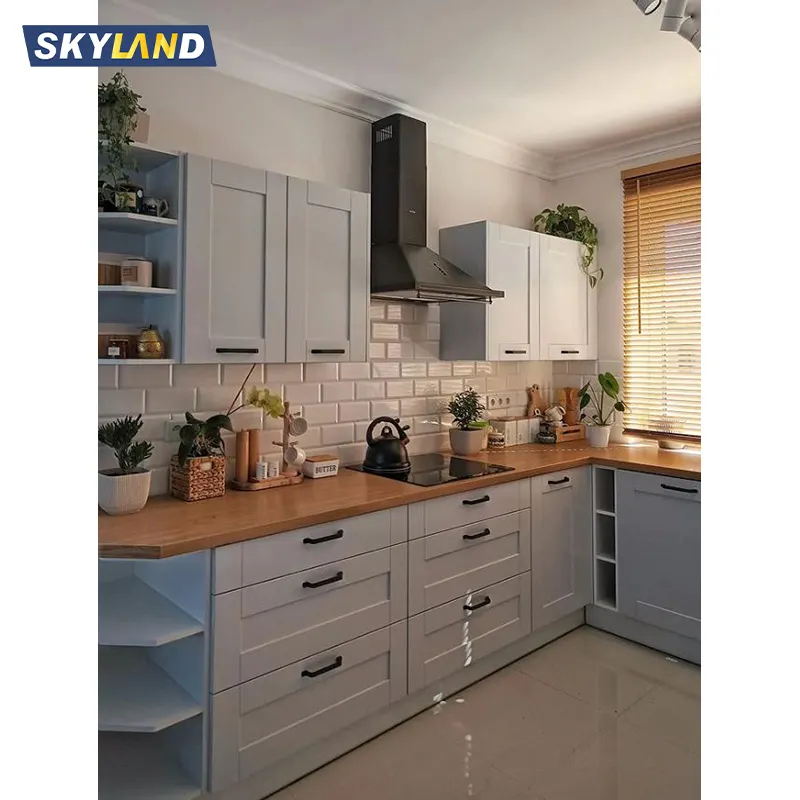 High Quality Solid Maple Wood Modern White Shaker Kitchen Cabinets Walnut Wood Kitchen Cabinets