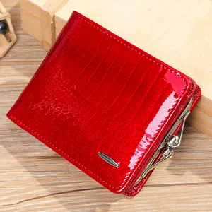WESTAL Designer Short Bifold Red Wallets Coin Purse Pocket Leather Card Holder Wallet Genuine Leather Wallet for Women