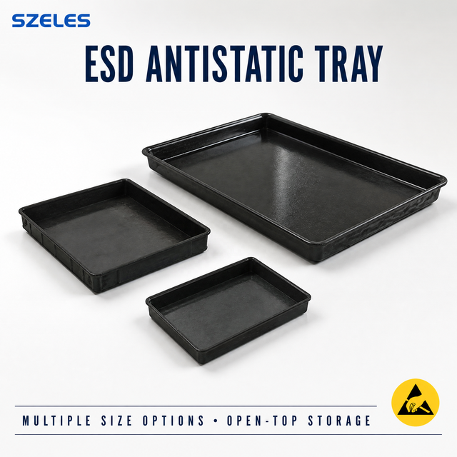 Antistatic Container ESD Tray PCB Storage Container Black ESD Plastic Packaging Tray 495*495*32mm ESD Tray