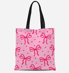 Sac shopping en toile de coton recyclable avec logo personnalisable imprimé et design nœud rose rétro - Product Image 3