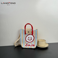 Bolso de Mano Tejido con Patrón Coreano Landfond, Bolso de Ganchillo Casual para Mujer, Bolso Tote Tejido para Mujer
