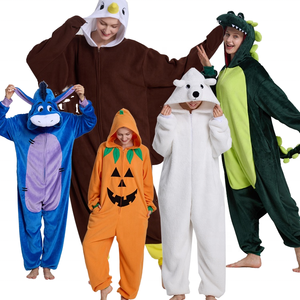 بيجامة قطعة واحدة بتصميم حيوانات للبالغين بغطاء للرأس من الصوف الحراري للرجال والنساء والأزواج أفرول متطابق للعائلة للكريسماس للبيع بالجملة OEM/ODM - Product Image 6