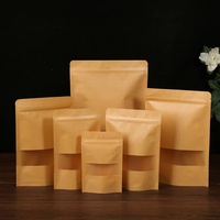 Sachet Kraft Alimentaire Refermable Fermeture Éclair Soudable Doypack Papier Kraft Recyclable Pochette Verticale avec Fenêtre