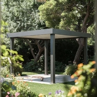 Gazebo de plage en aluminium avec éclairage LED - Lames orientables motorisées - Taille personnalisée - Durable, imperméable, résistant au vent, protection UV, respectueux de l'environnement