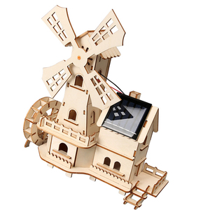 OKYN-Y2121 Moulin à vent solaire en bois, modèle scientifique STEM, jouet éducatif - Product Image 4