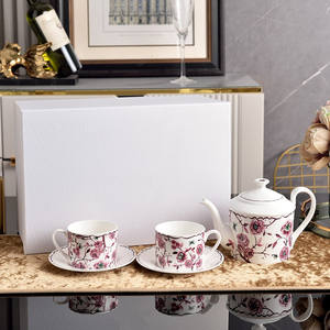 Juego de Taza y Plato de Café de Porcelana Fina con Diseño Floral, Vajilla para el Hogar y Regalos, Decoración del Hogar - Product Image 3